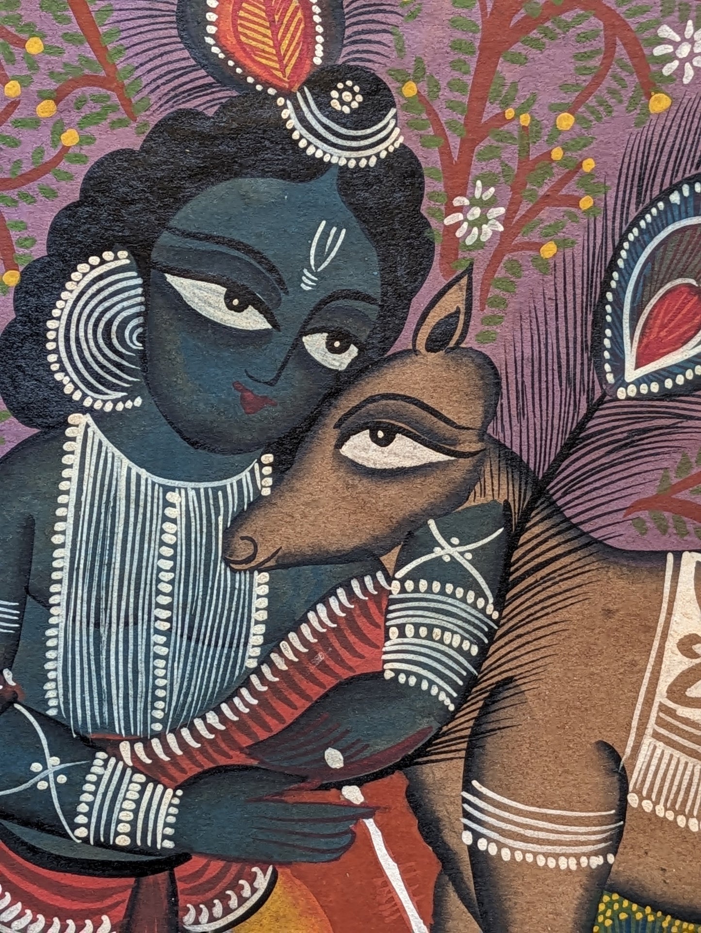 Krishna with a calf - by Uttam Chitrakar