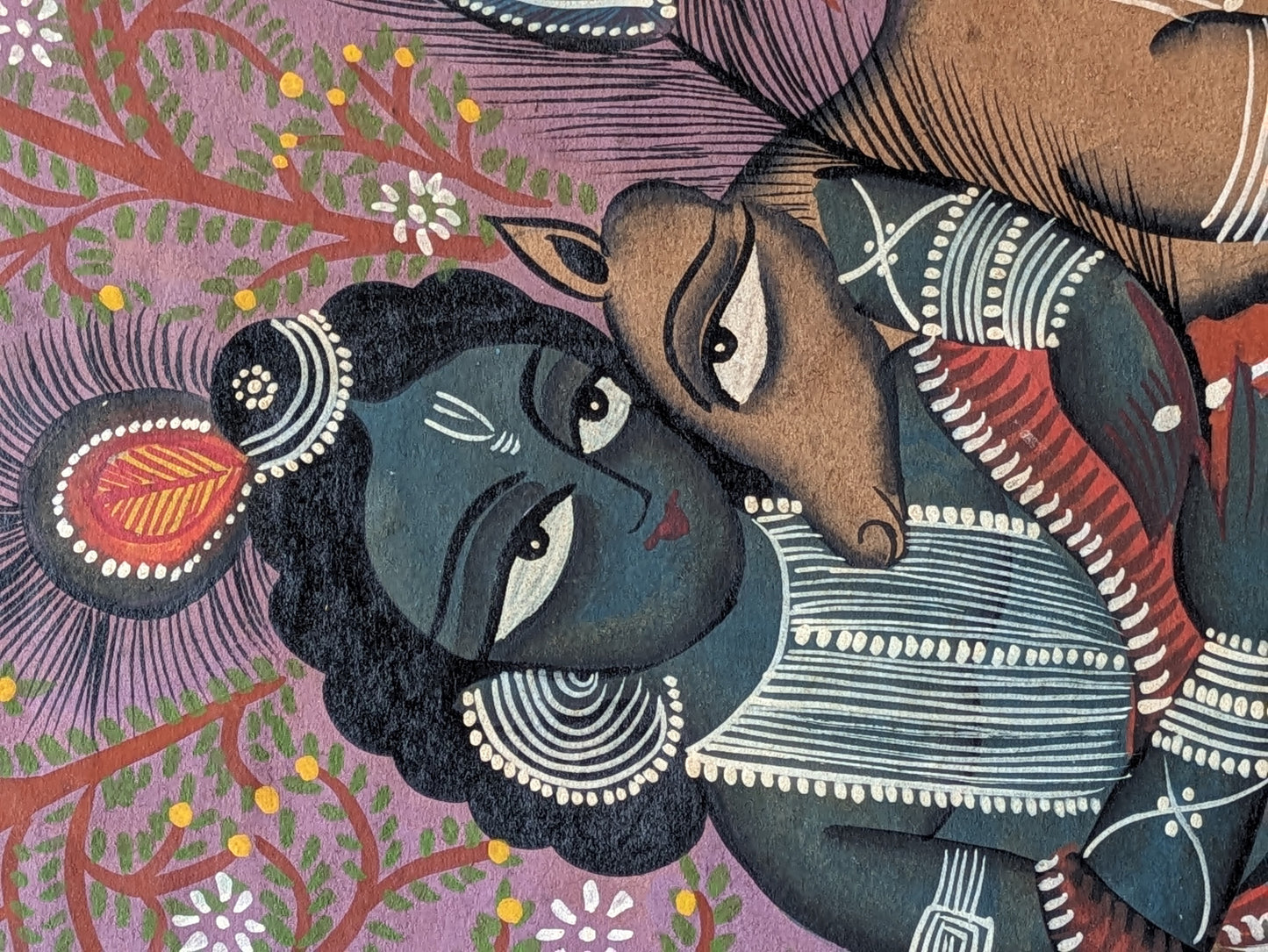 Krishna with a calf - by Uttam Chitrakar