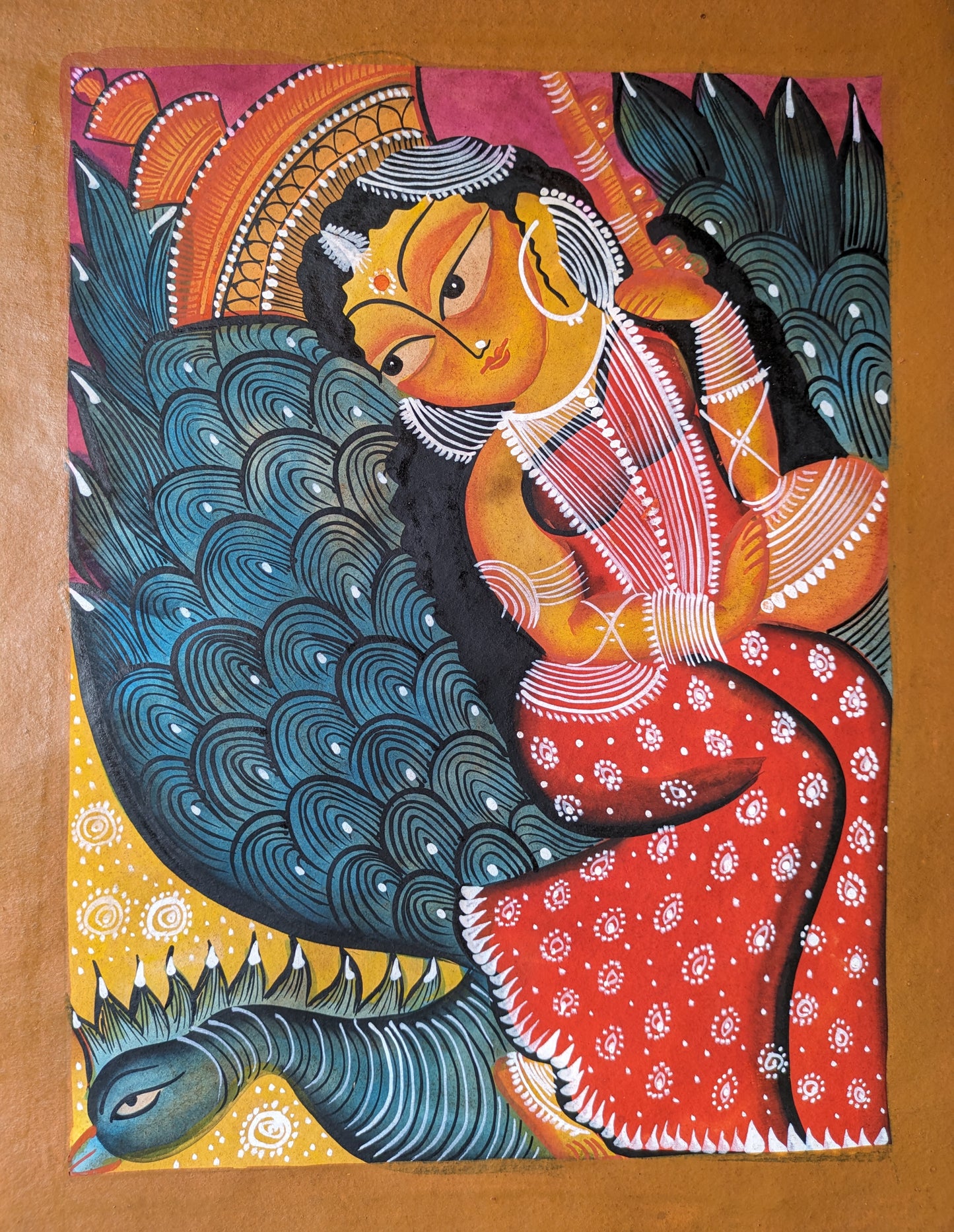 Saraswati, resplendent - by Swarna Chitrakar