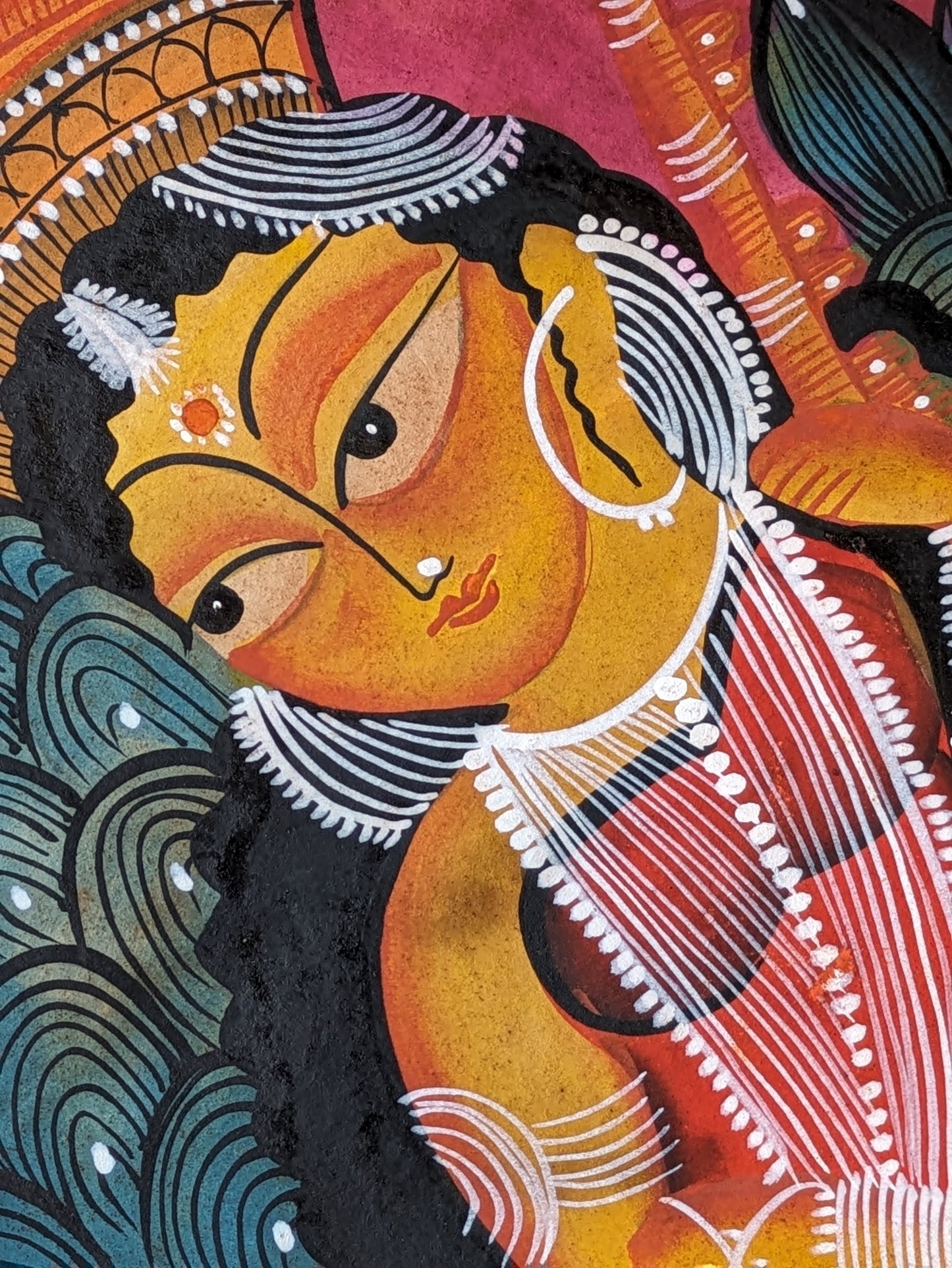 Saraswati, resplendent - by Swarna Chitrakar