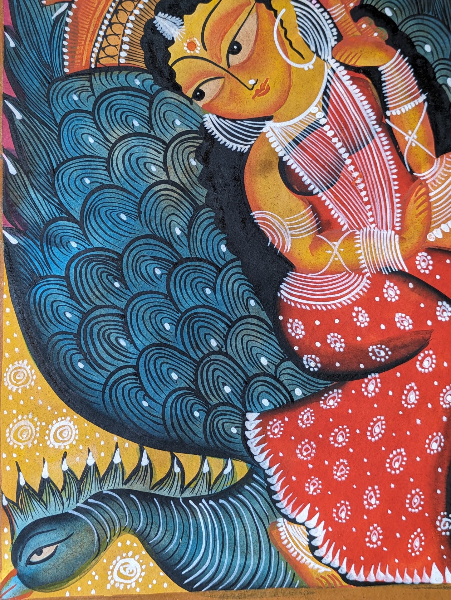 Saraswati, resplendent - by Swarna Chitrakar