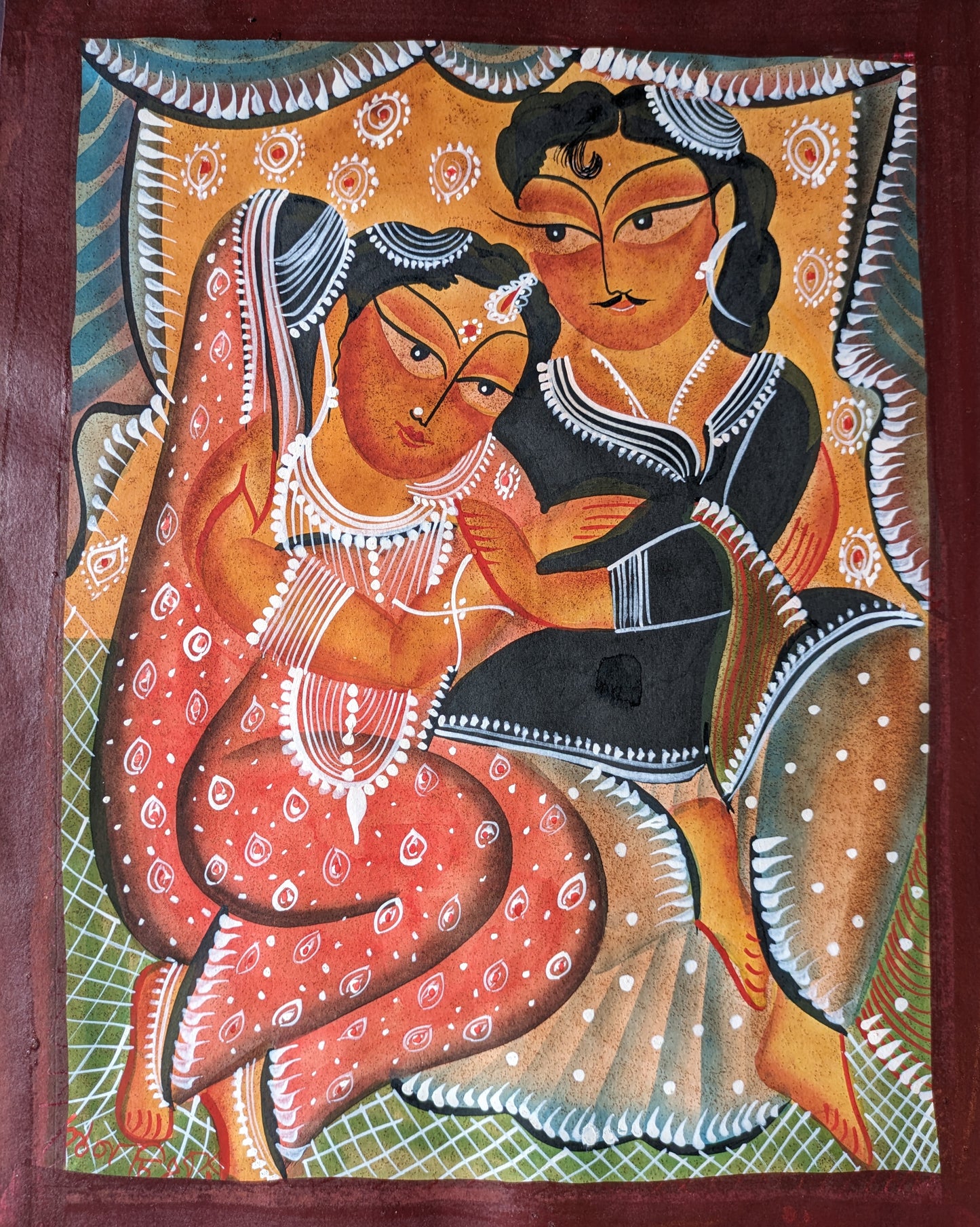 Babu and Bibi in an embrace - by Swarna Chitrakar