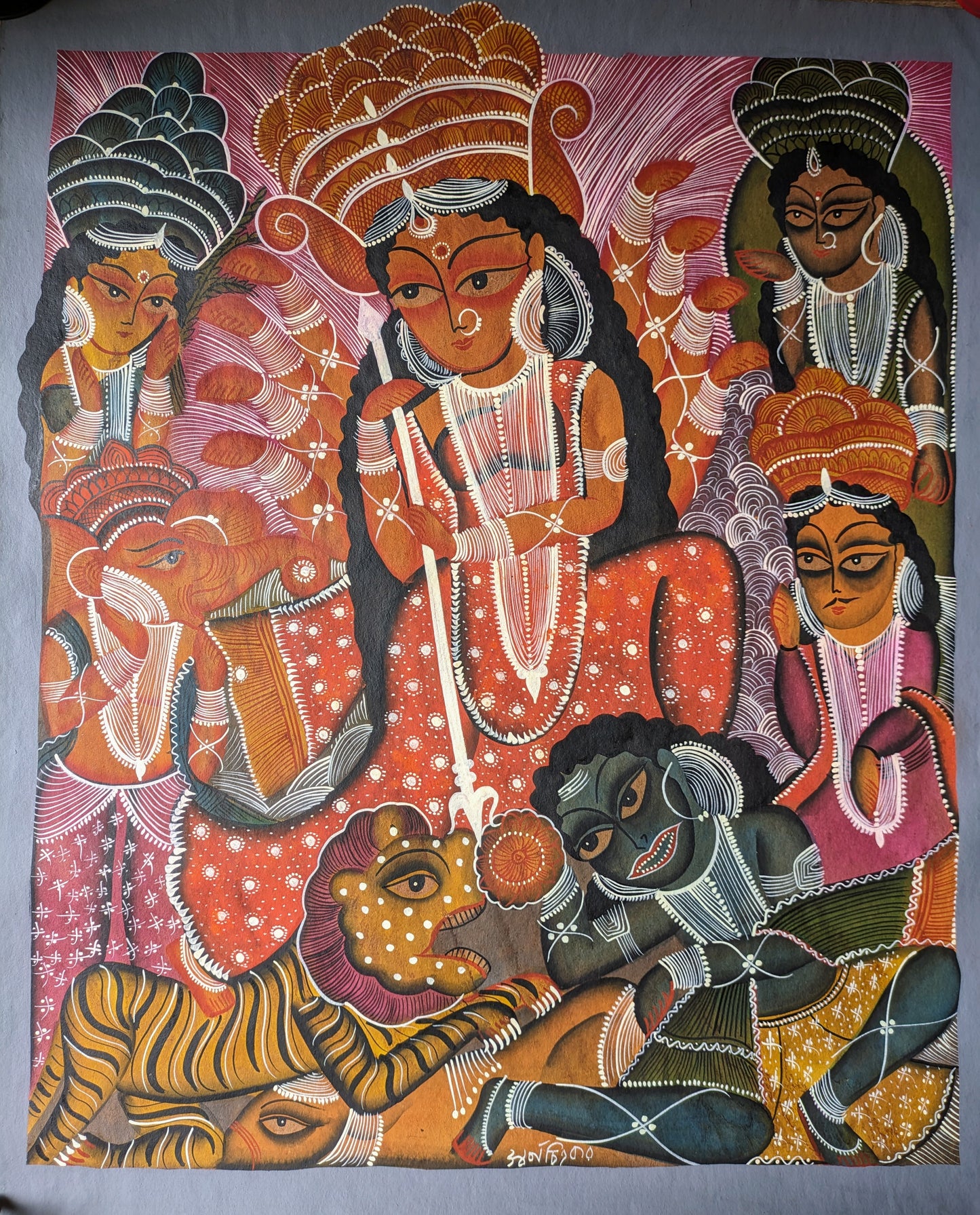 Durga Mahishasurmardini - by Swarna Chitrakar