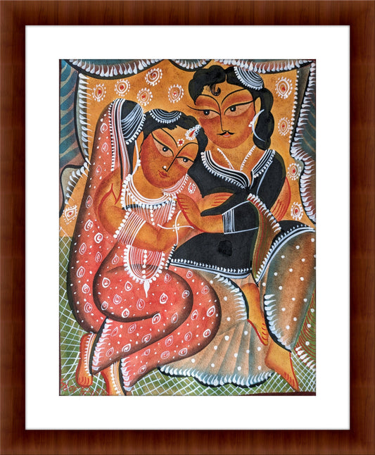 Babu and Bibi in an embrace - by Swarna Chitrakar