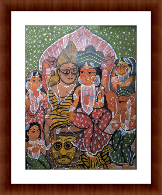 Shiva, Parvati and family - by Swarna Chitrakar